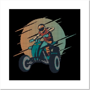 Pixel Quad Biker - low-bit graphics - gift Posters and Art